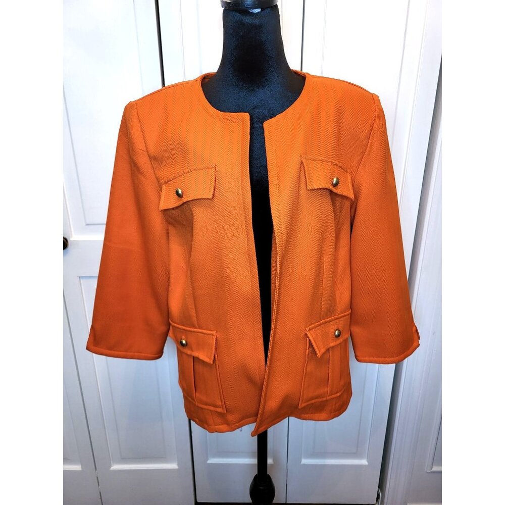 Pumpkin Orange Structured Jacket/Blazer R&K Originals 16P Lady Jacket Autumn